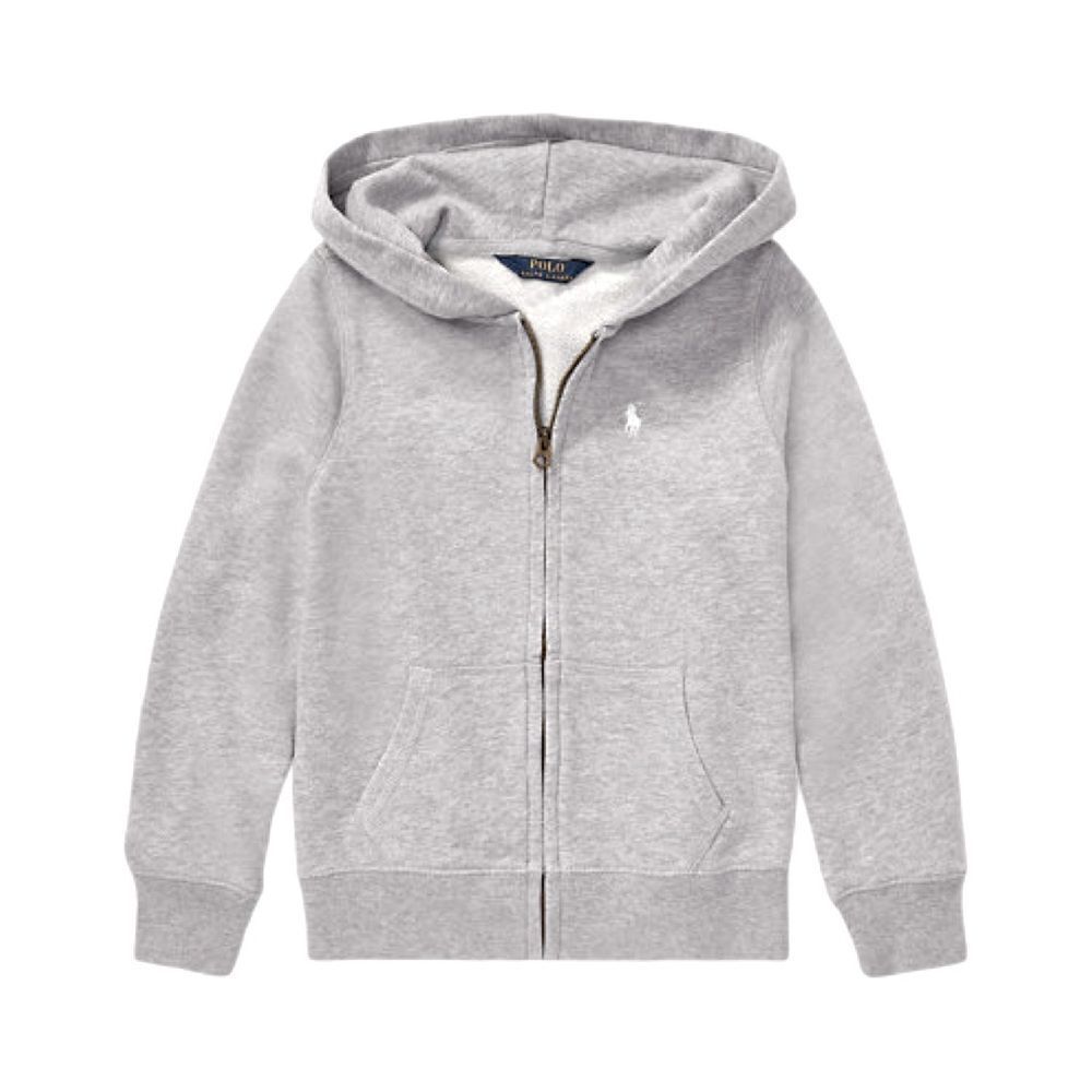 Polo Ralph Lauren Girls French Terry Full Zip Hoodie Light Grey Heather Sz S/P 7 - Picture 3 of 7